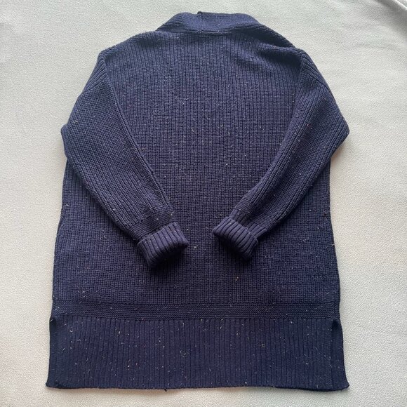 Asos Cardigan Sweater Womens 2 Buttonless Oversized Long Slub Pockets Navy Comfo - Picture 2 of 6